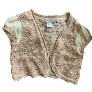 Echo Crochet Pink Cream Sparkly Shrug Vest Silk Cotton Metallic Medium Large